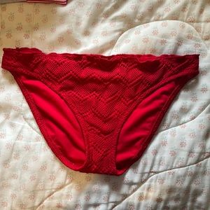 Boho red crochet bikini bottom
